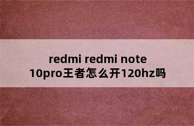 redmi redmi note10pro王者怎么开120hz吗